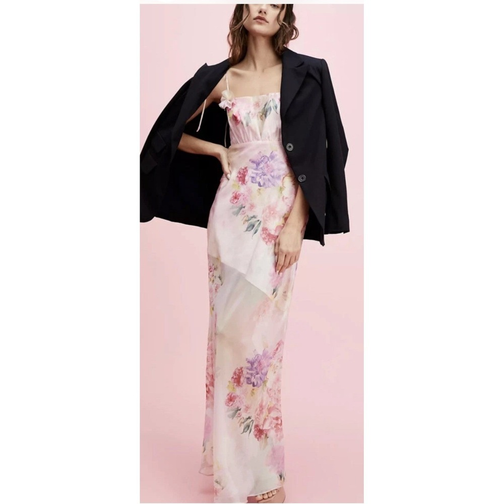 For Love & Lemons Lisa Sheer Floral Maxi Dress Medium Fairycore Cottagecore Chic